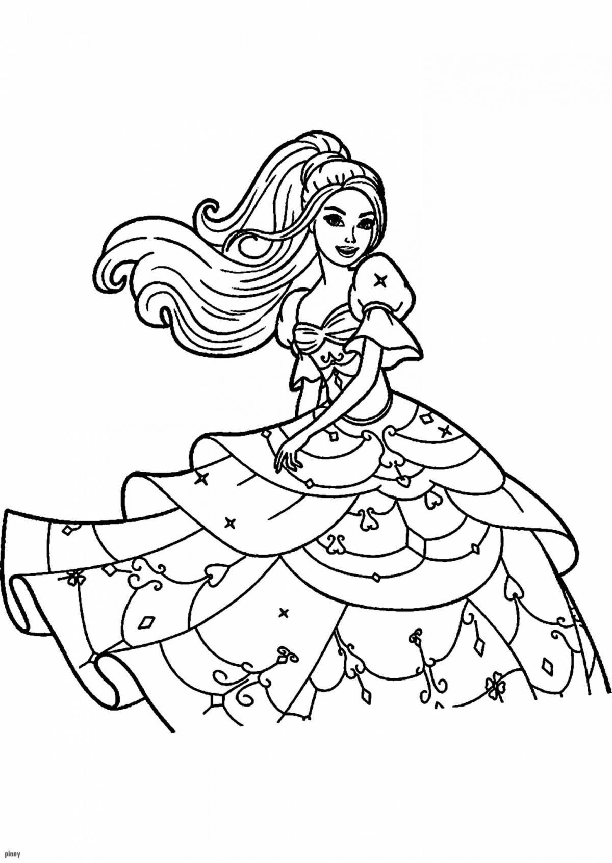 Glamorous coloring of barbie in a dress