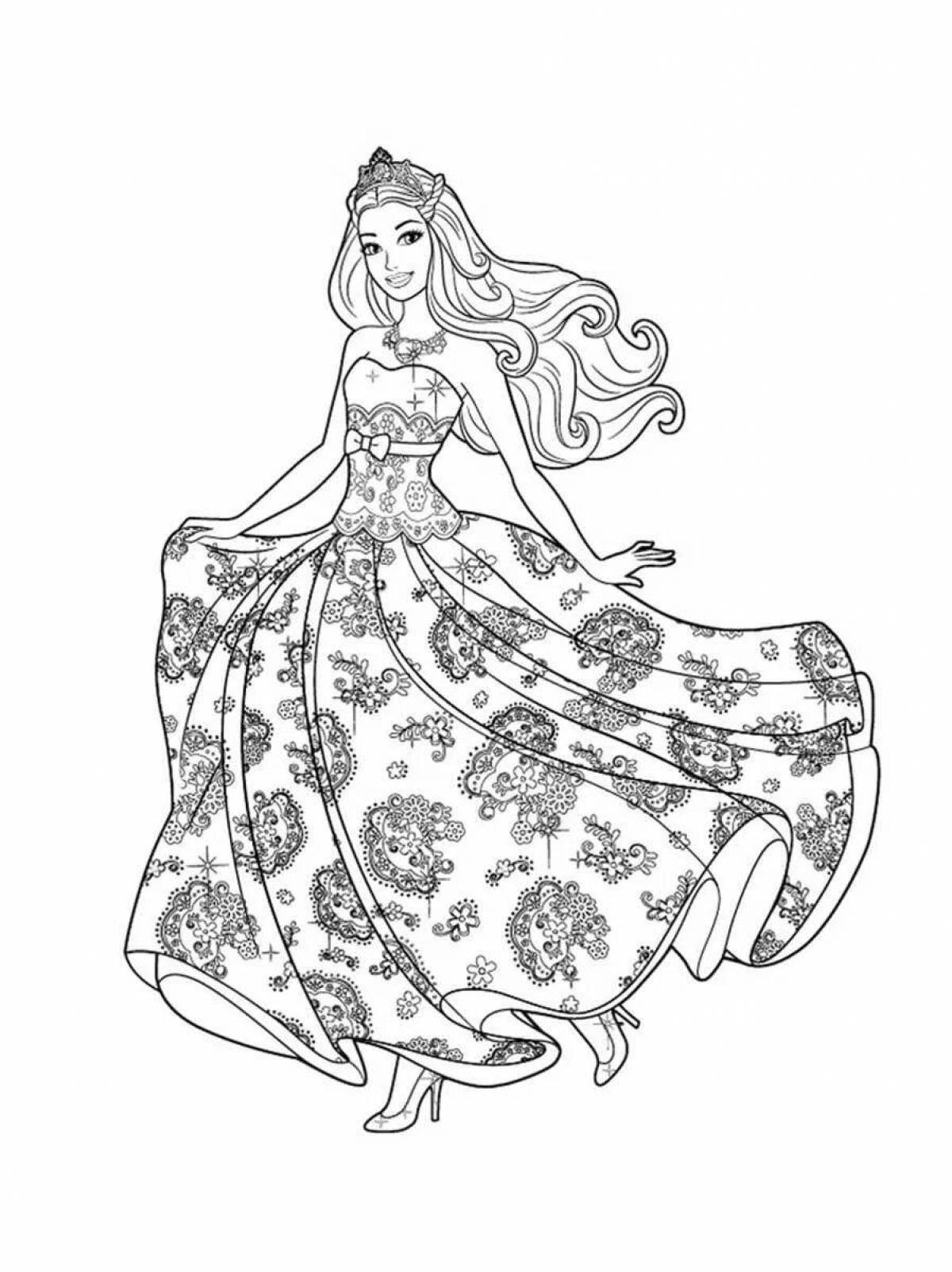 Outstanding barbie coloring in a dress