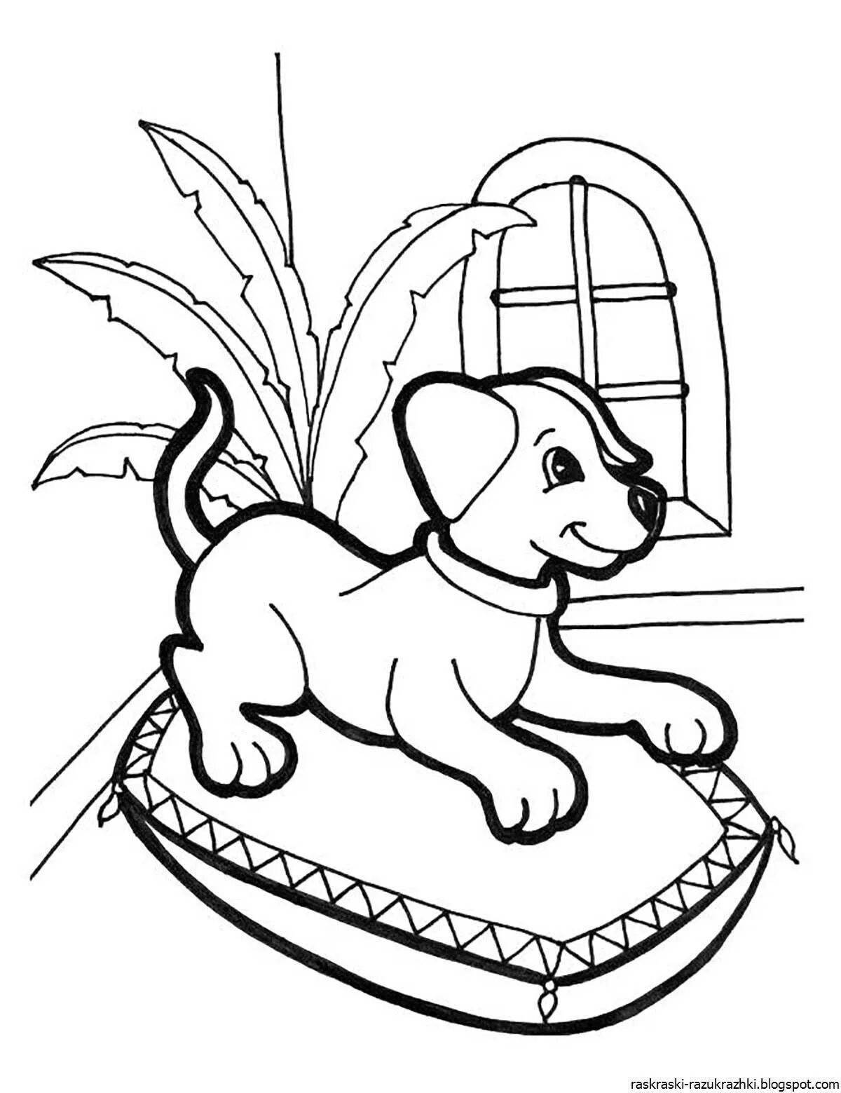 Coloring page friendly kitten and dog
