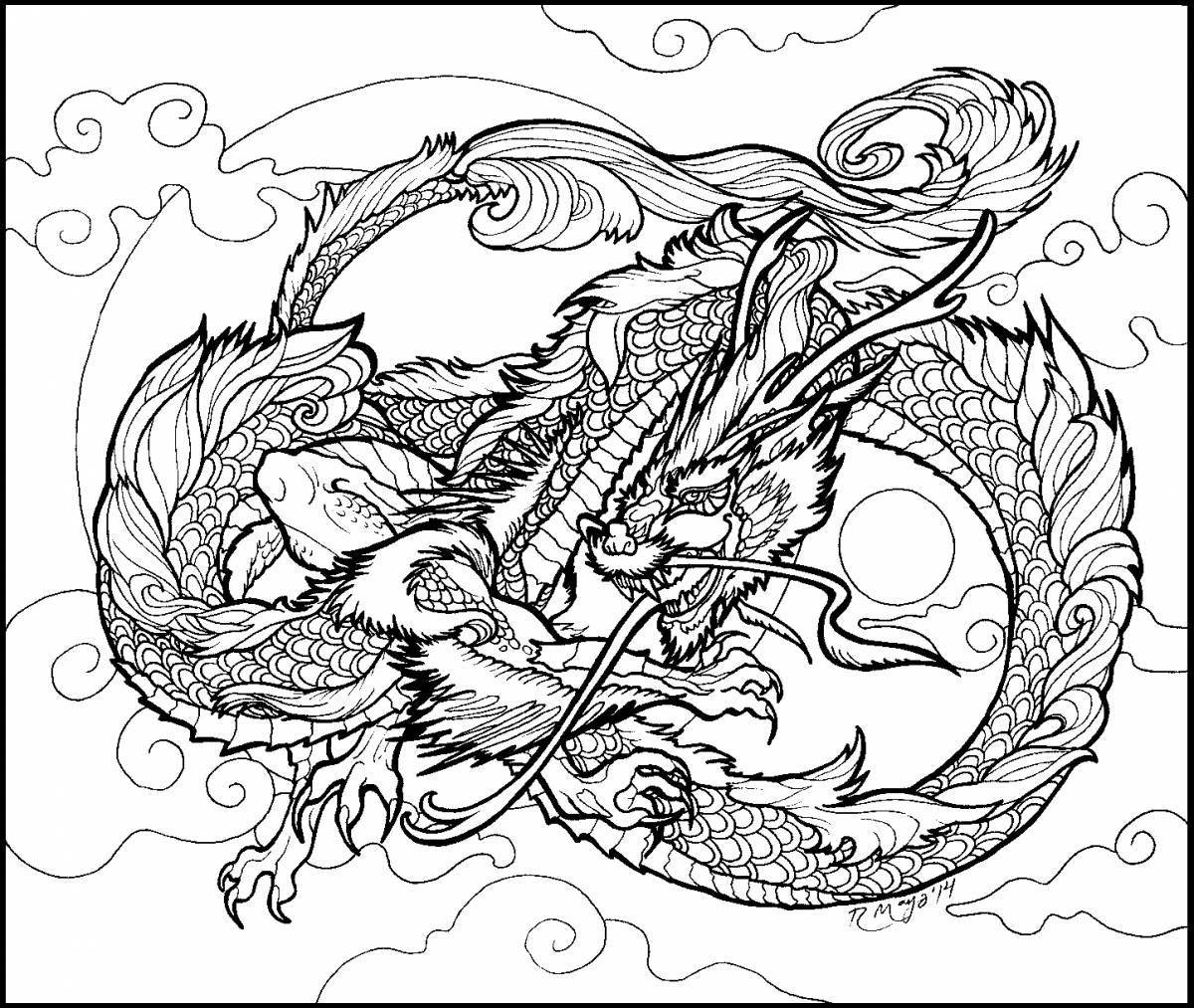 When the dragon dreams majestic coloring page