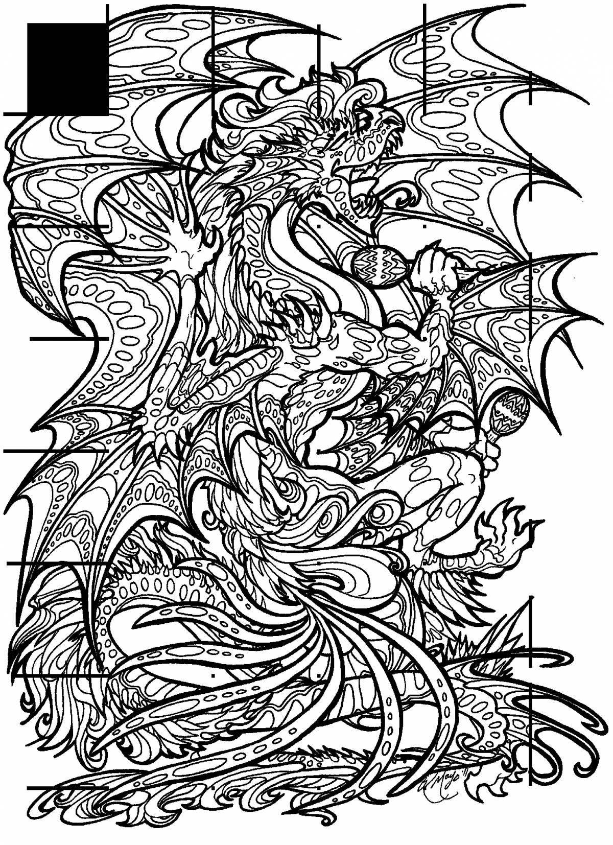 Wonderful when dragons dream coloring page