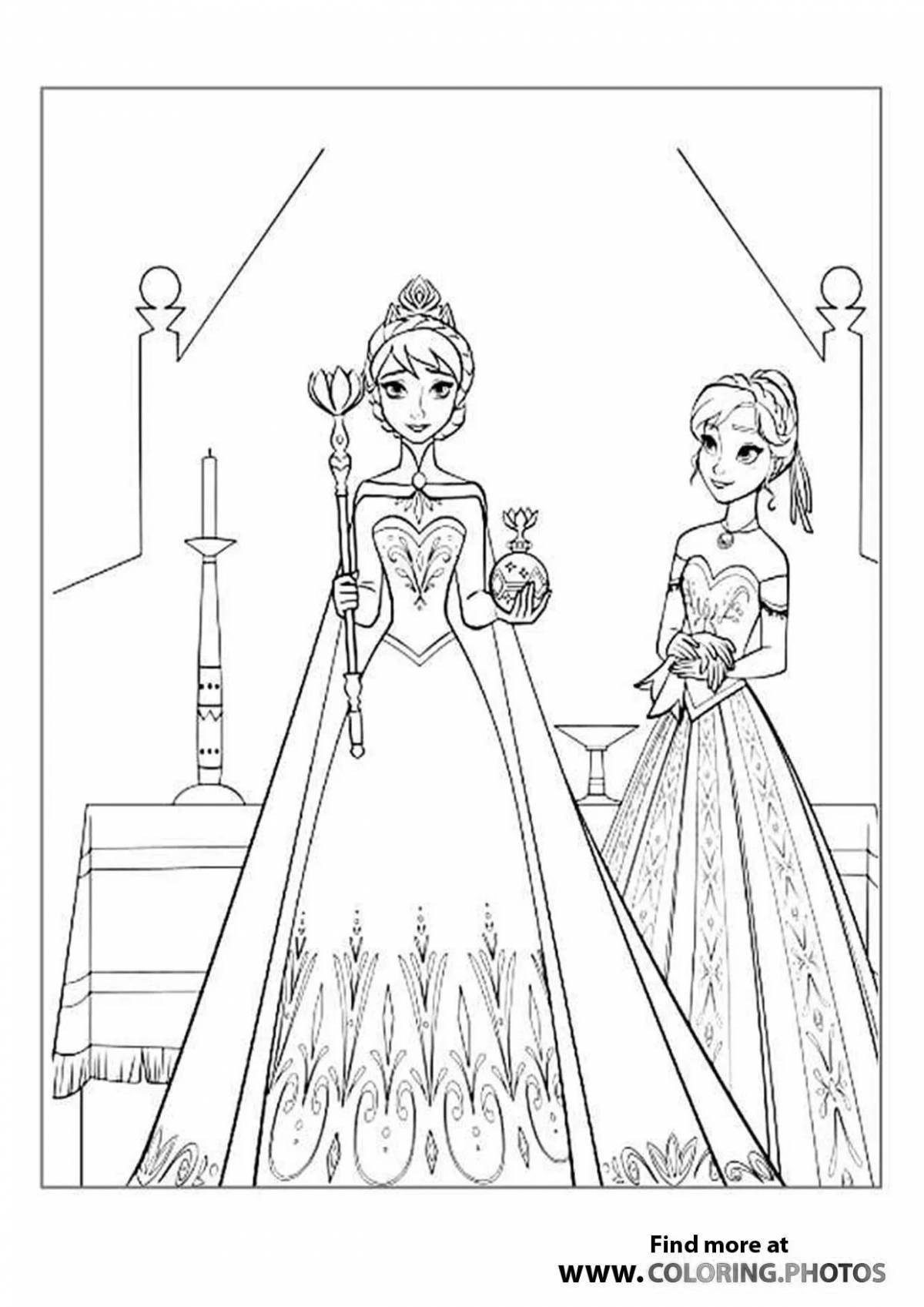 Coloring book decorated castle of the cold heart