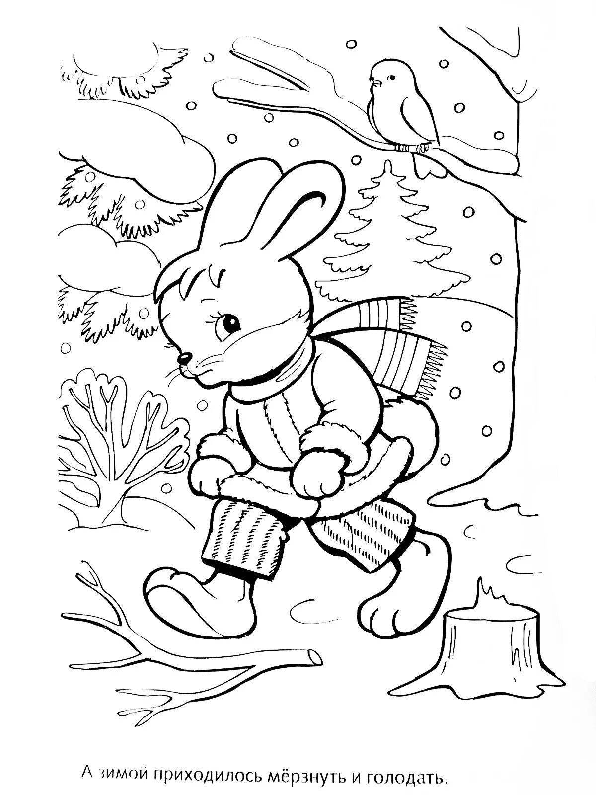 Charming frost and hare coloring book