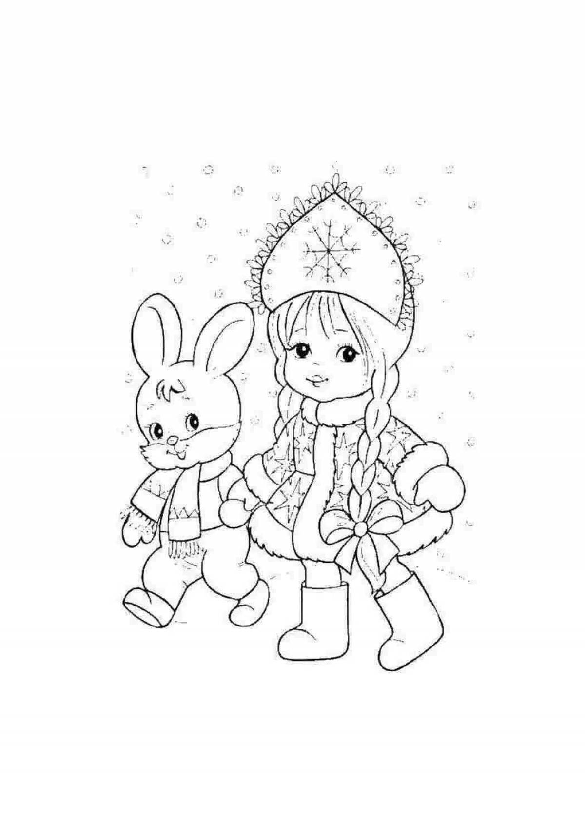 Delightful coloring frost and hare