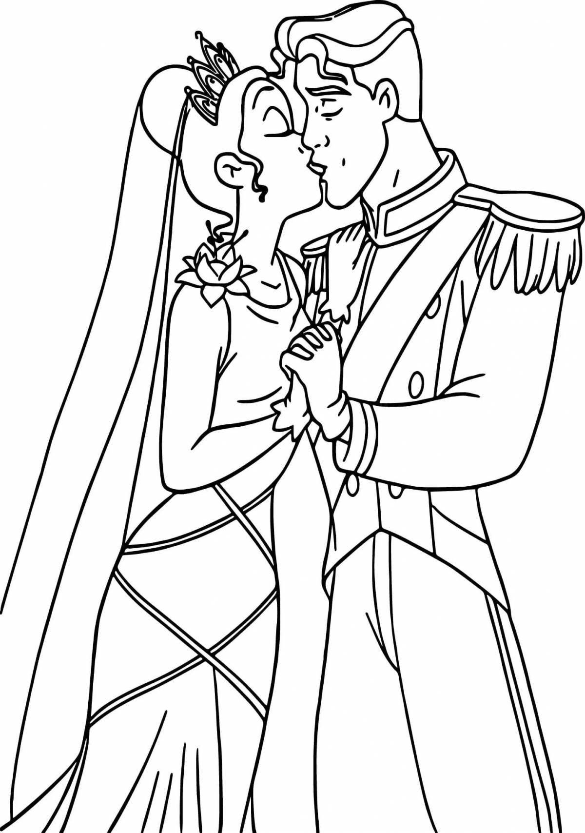Coloring book shining king and queen