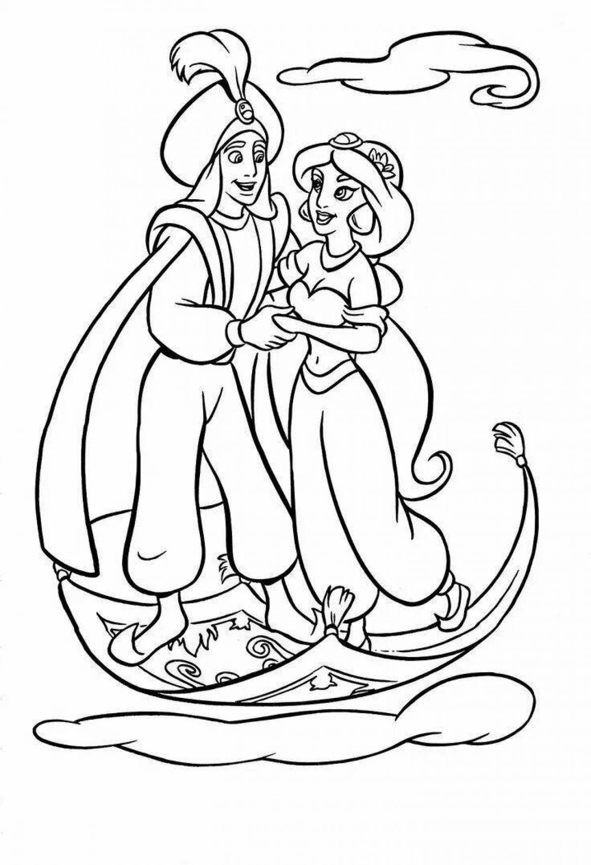Magic aladdin and jasmine coloring book