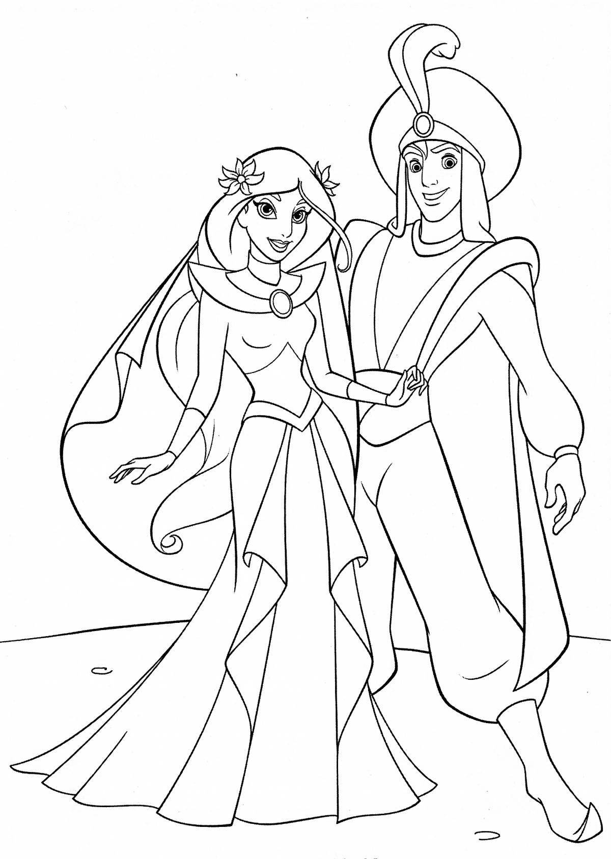 Glorious aladdin and jasmine coloring book