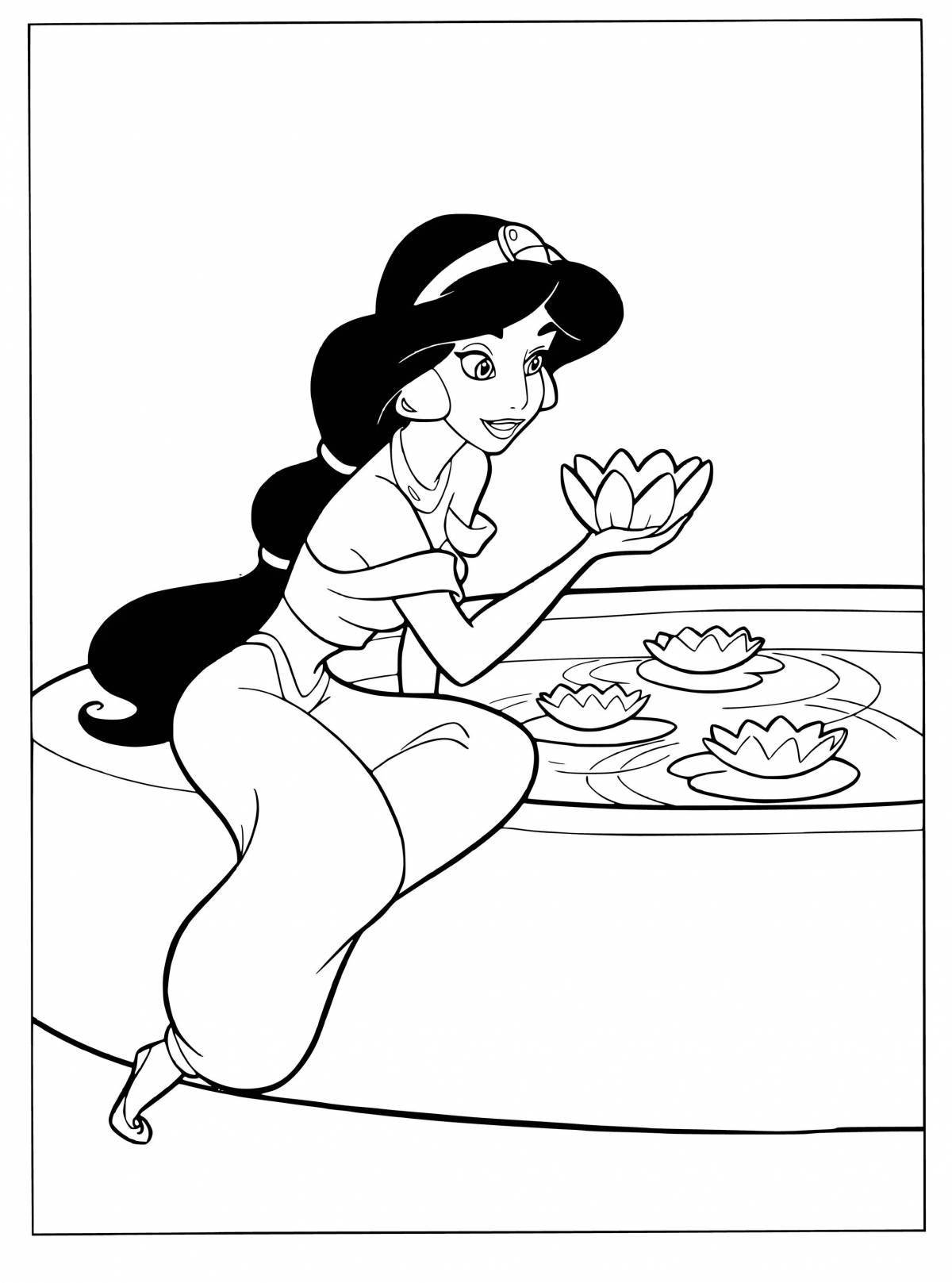 Fairytale coloring book aladdin and jasmine