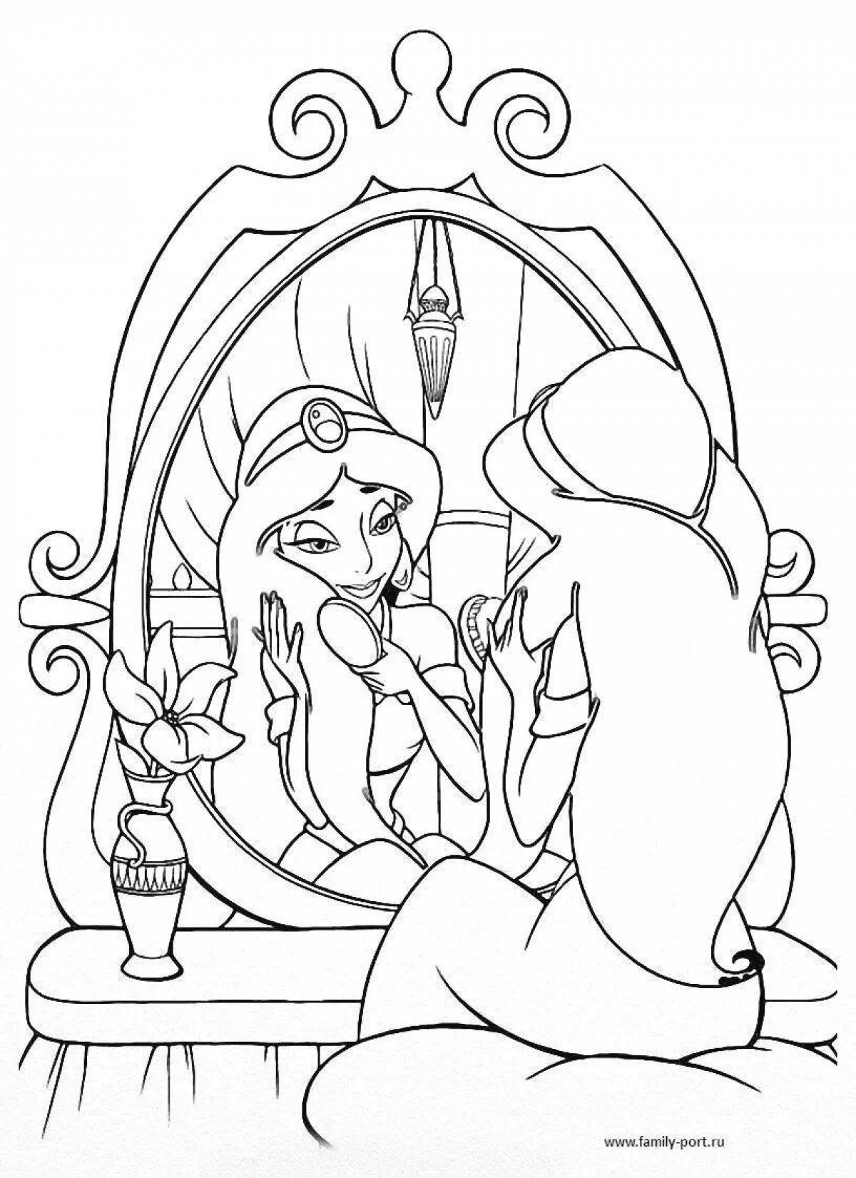Elegant aladdin and jasmine coloring book
