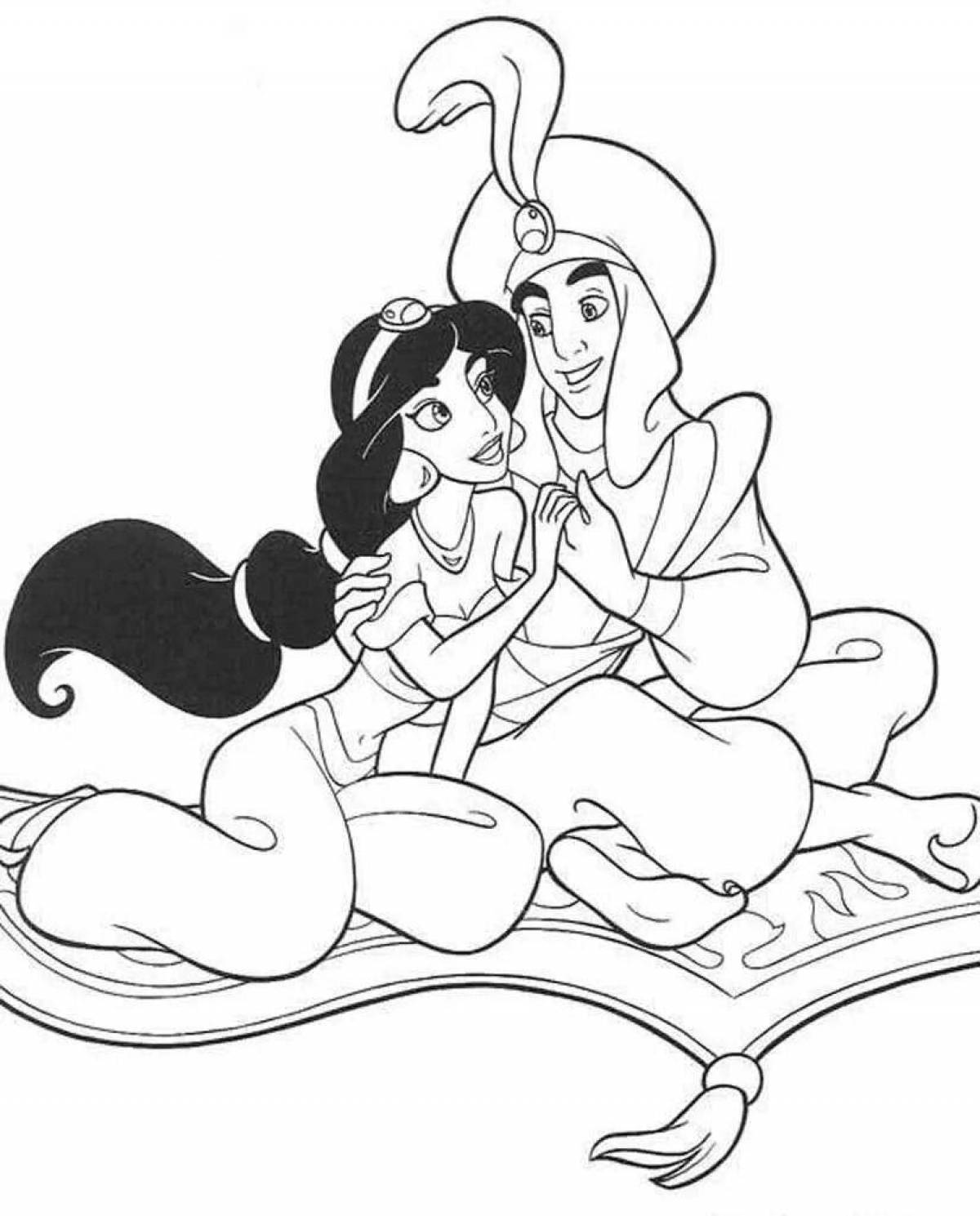 Coloring page sublime aladdin and jasmine