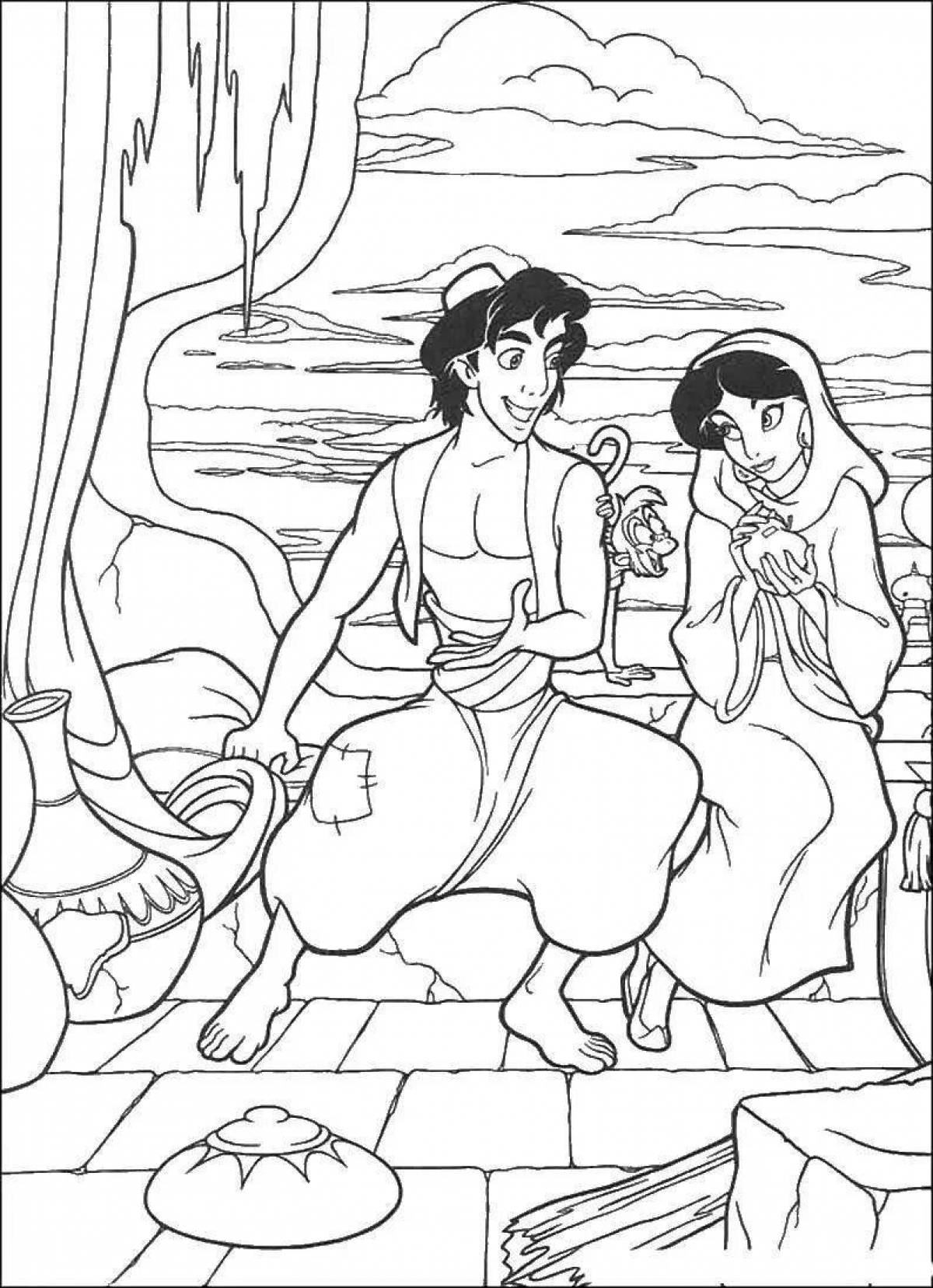 Great aladdin and jasmine coloring book