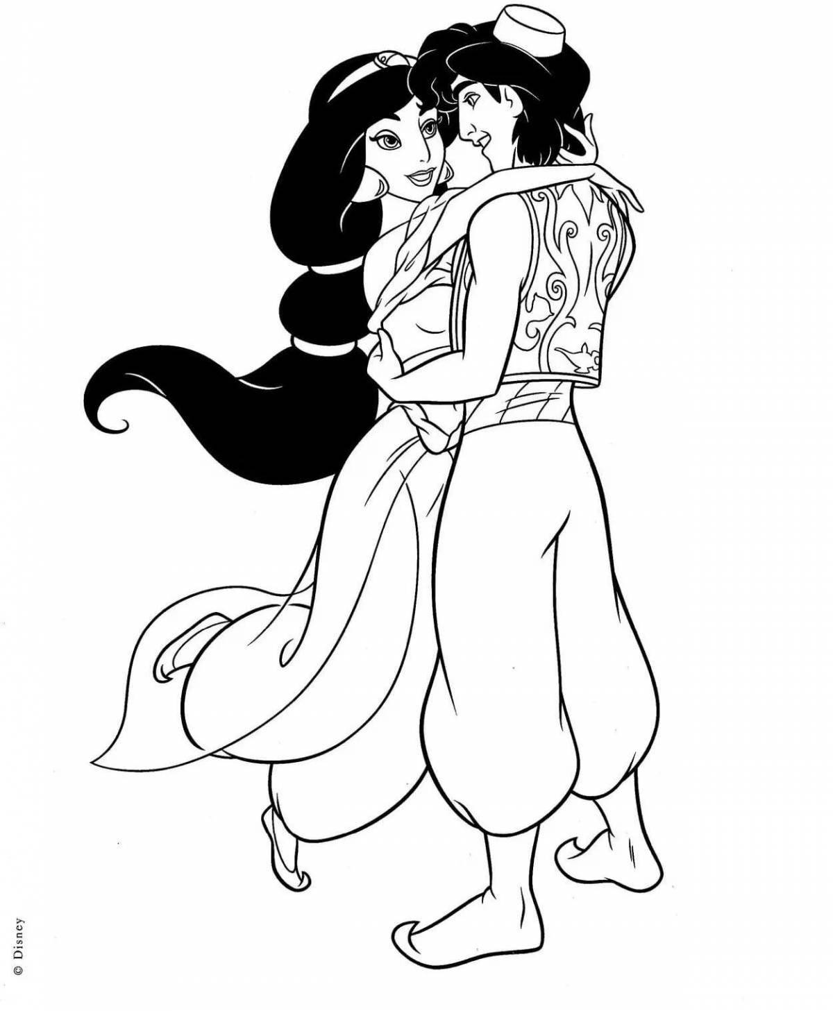 Wonderful Aladdin and Jasmine coloring book