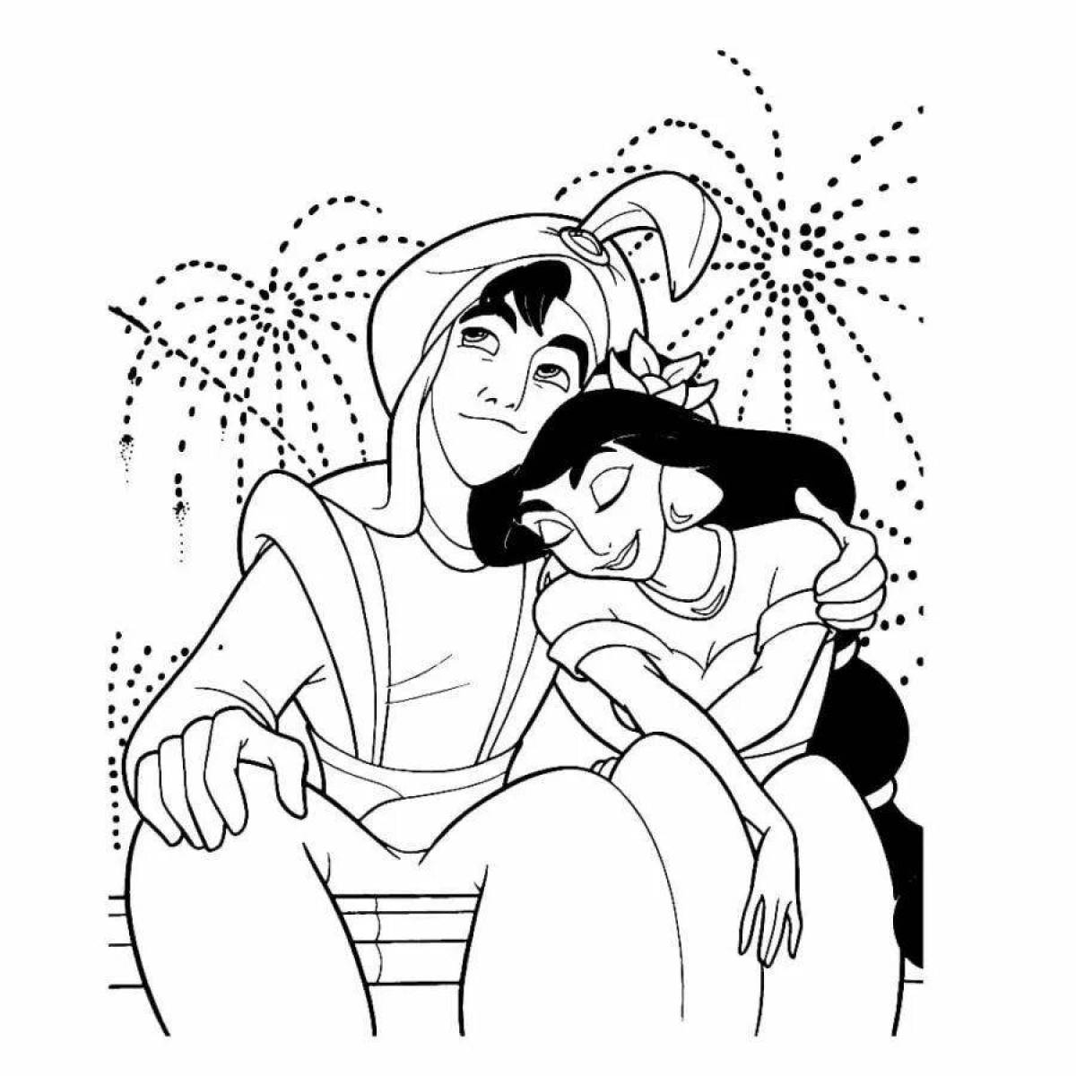 Awesome Aladdin and Jasmine coloring pages