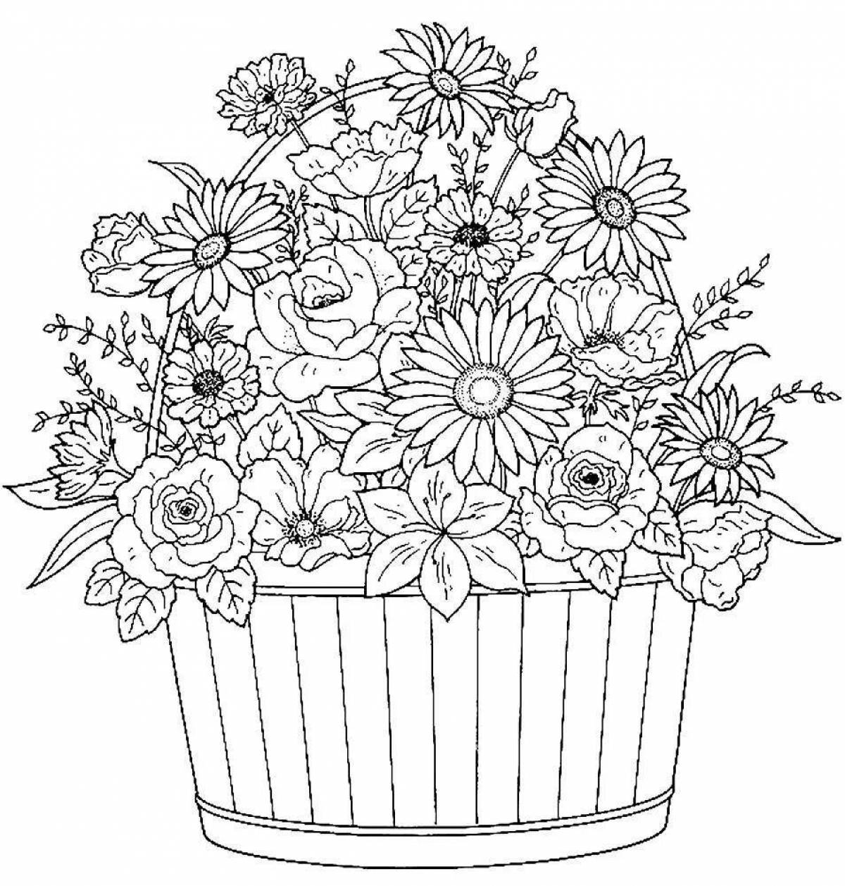Coloring book shining bouquet for mom