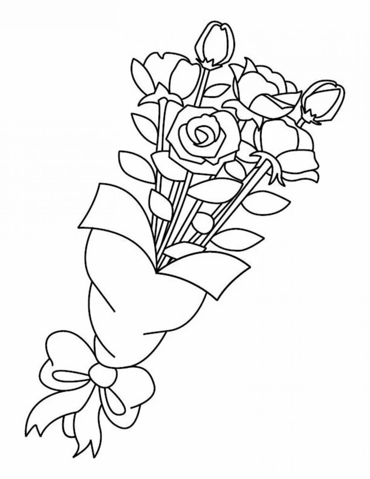 Colorful bouquet coloring book for mom