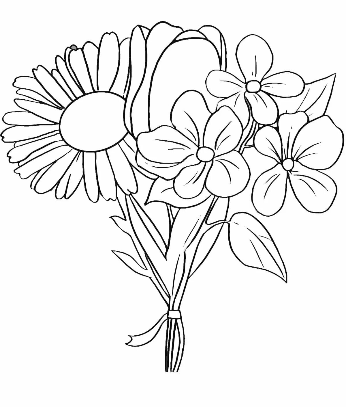 Cute bouquet coloring for mom