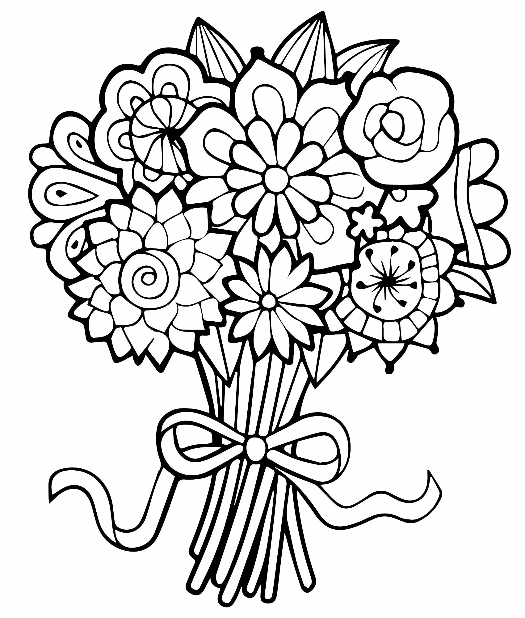 Coloring book glowing bouquet for mom