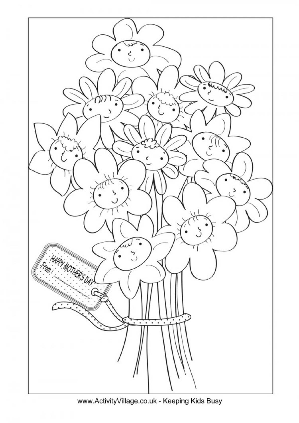 Elegant bouquet coloring for mom
