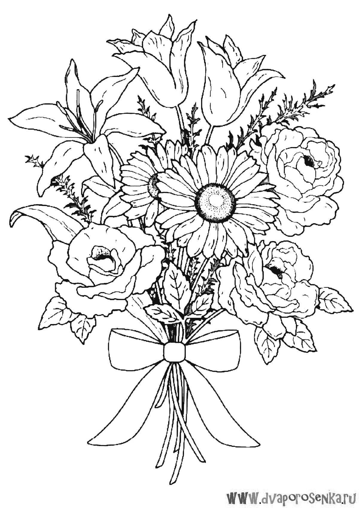 Coloring harmonious bouquet for mom