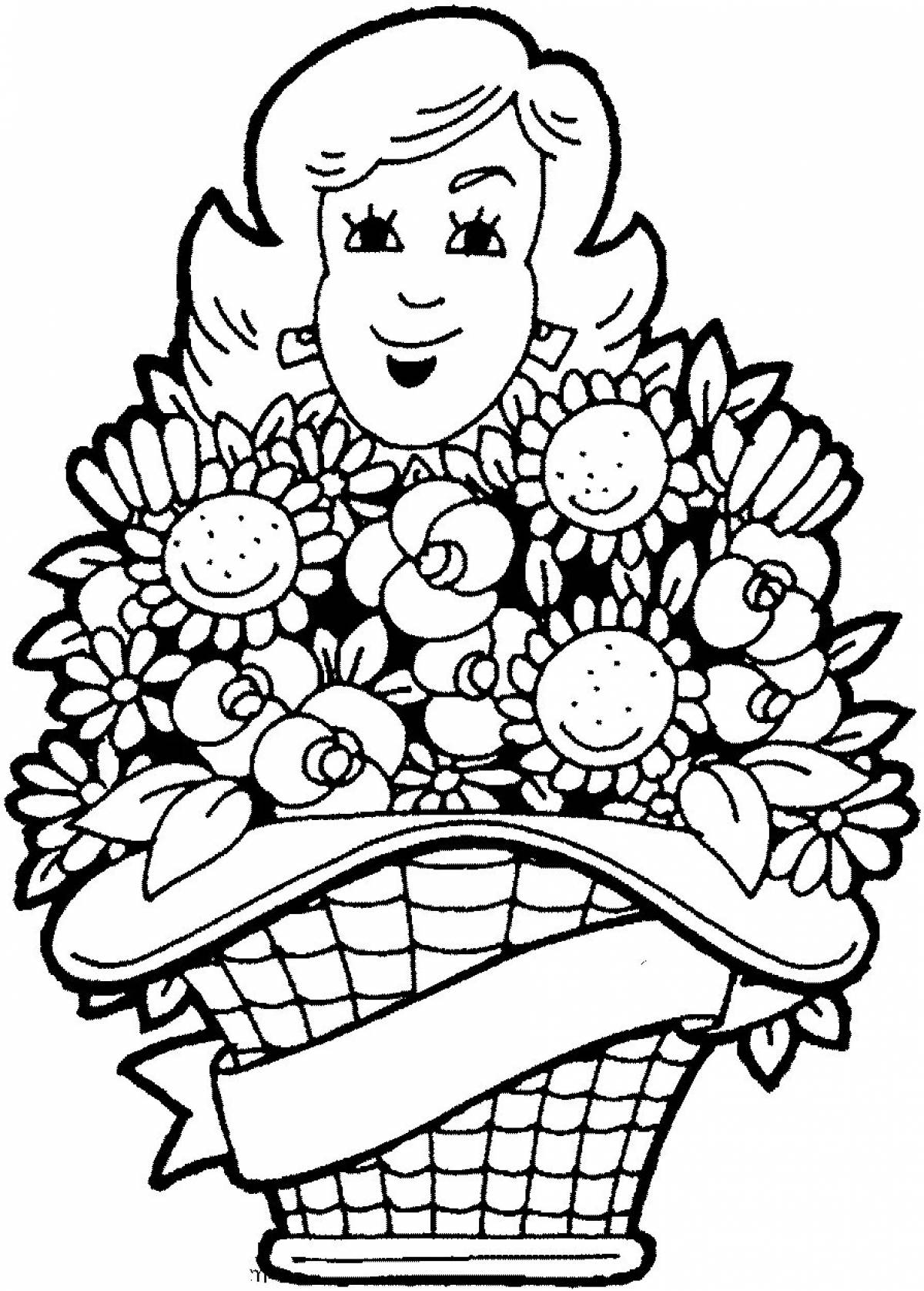 Coloring page luxury bouquet for mom