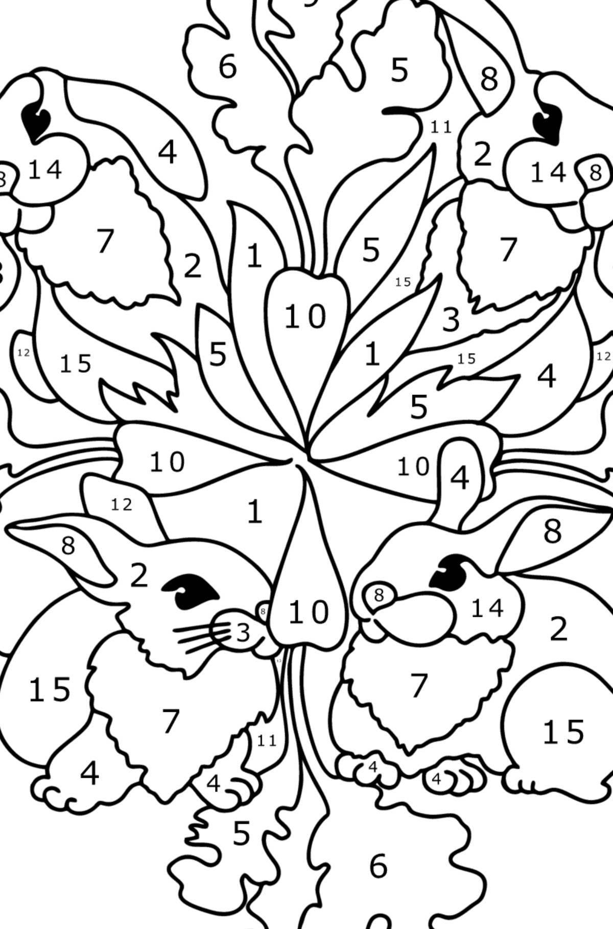 Coloring by numbers joyful rabbit