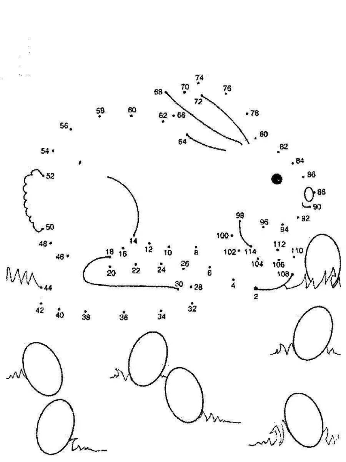 Coloring playful rabbit by numbers