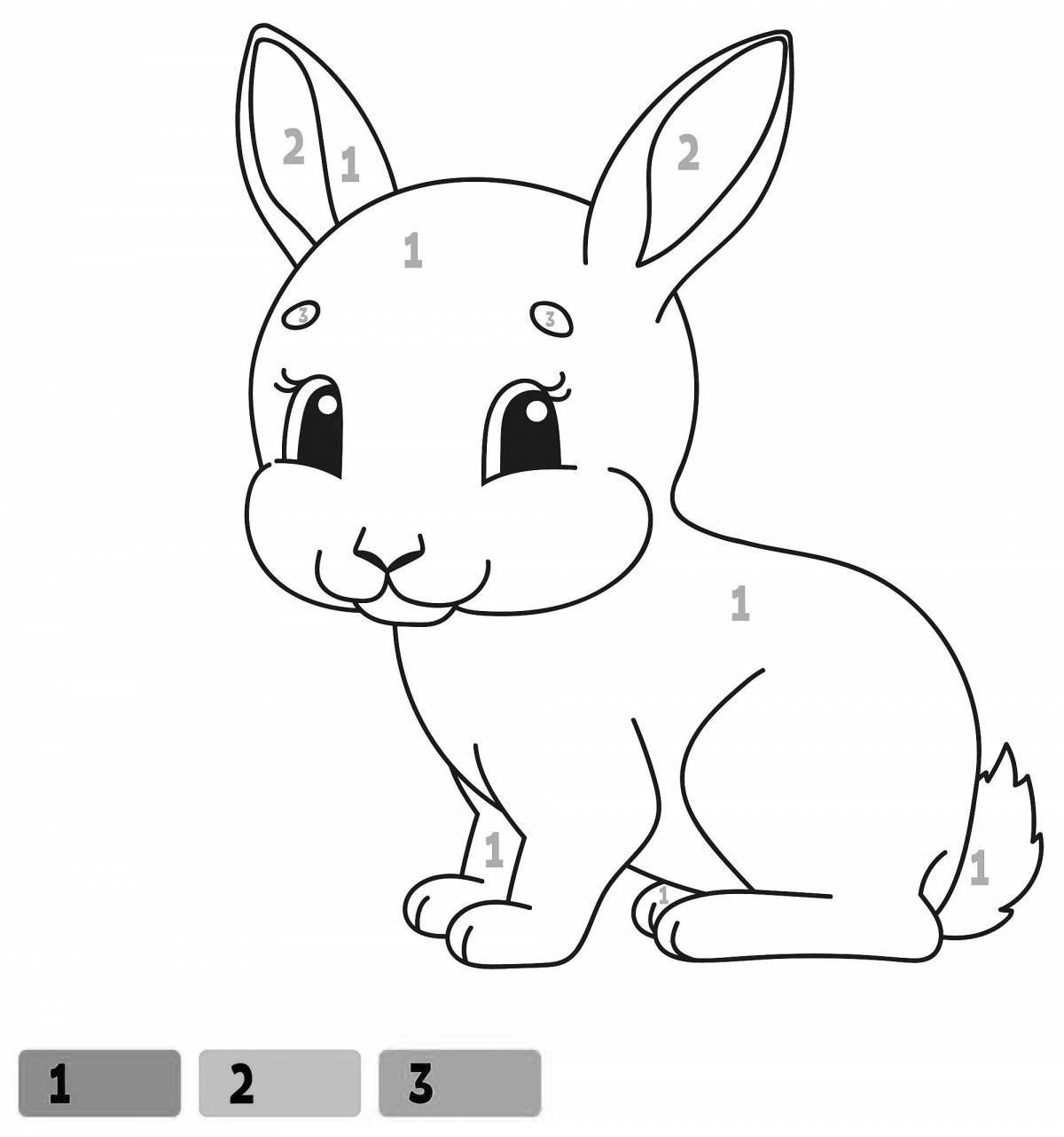 Раскраска милый кролик по номерам