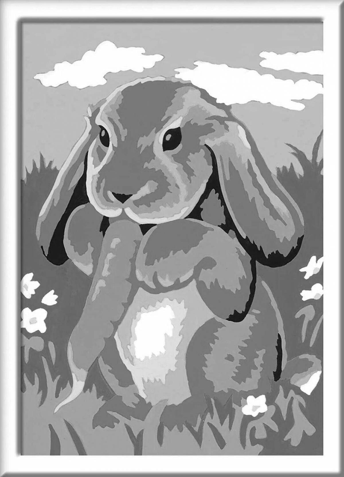 Adorable rabbit coloring by numbers