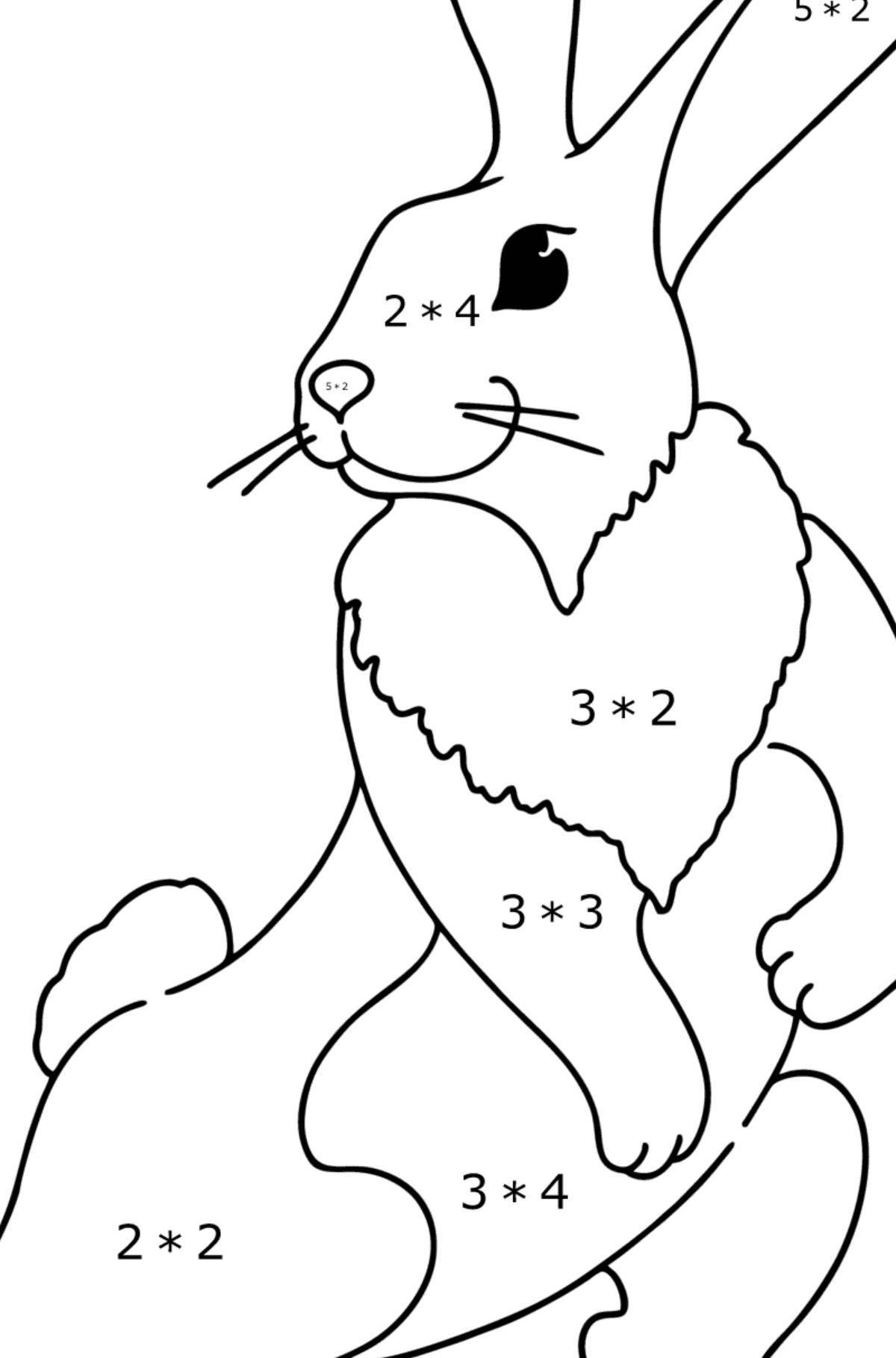 Раскраска анимированный кролик по номерам