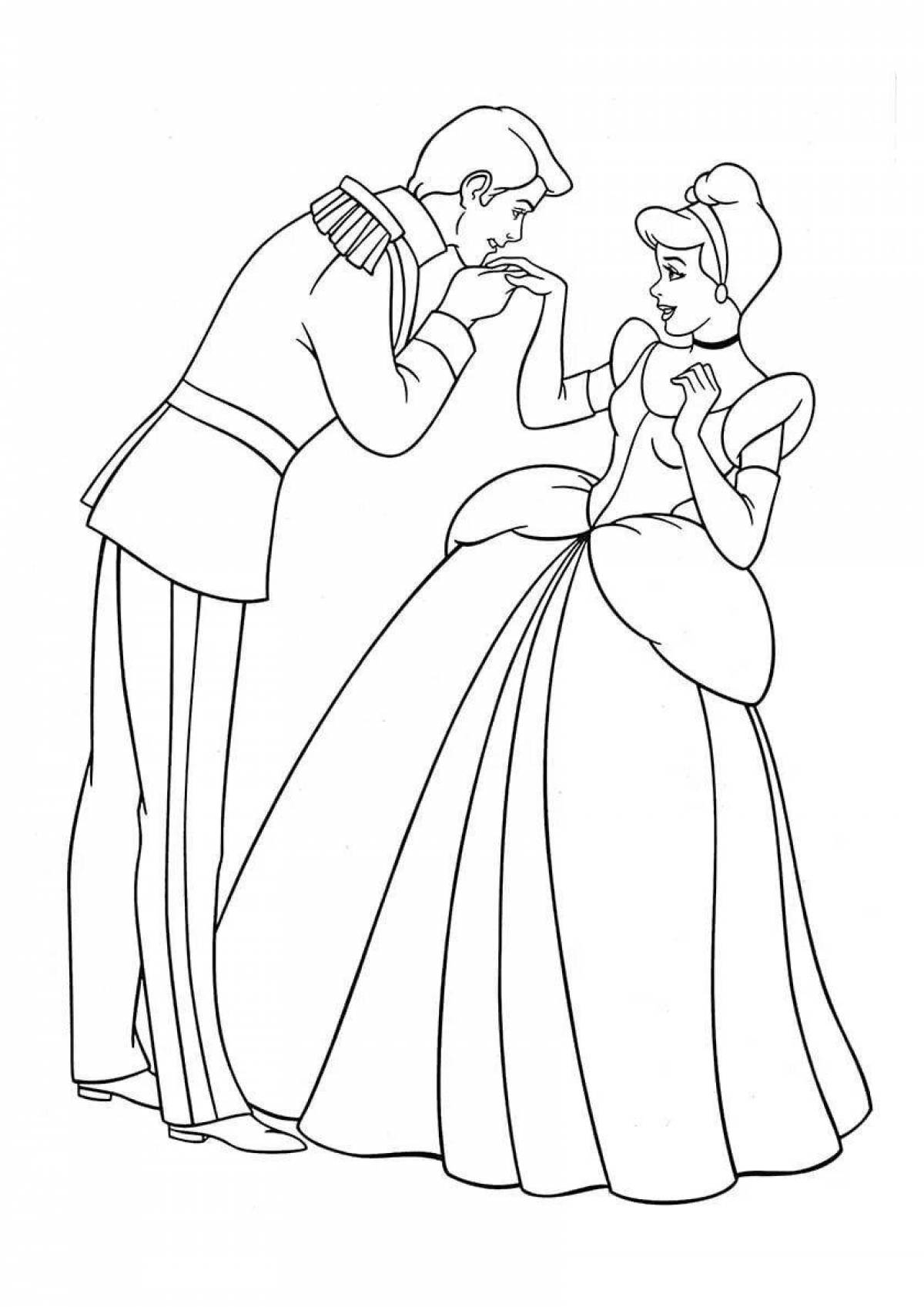 Major cinderella and prince coloring page