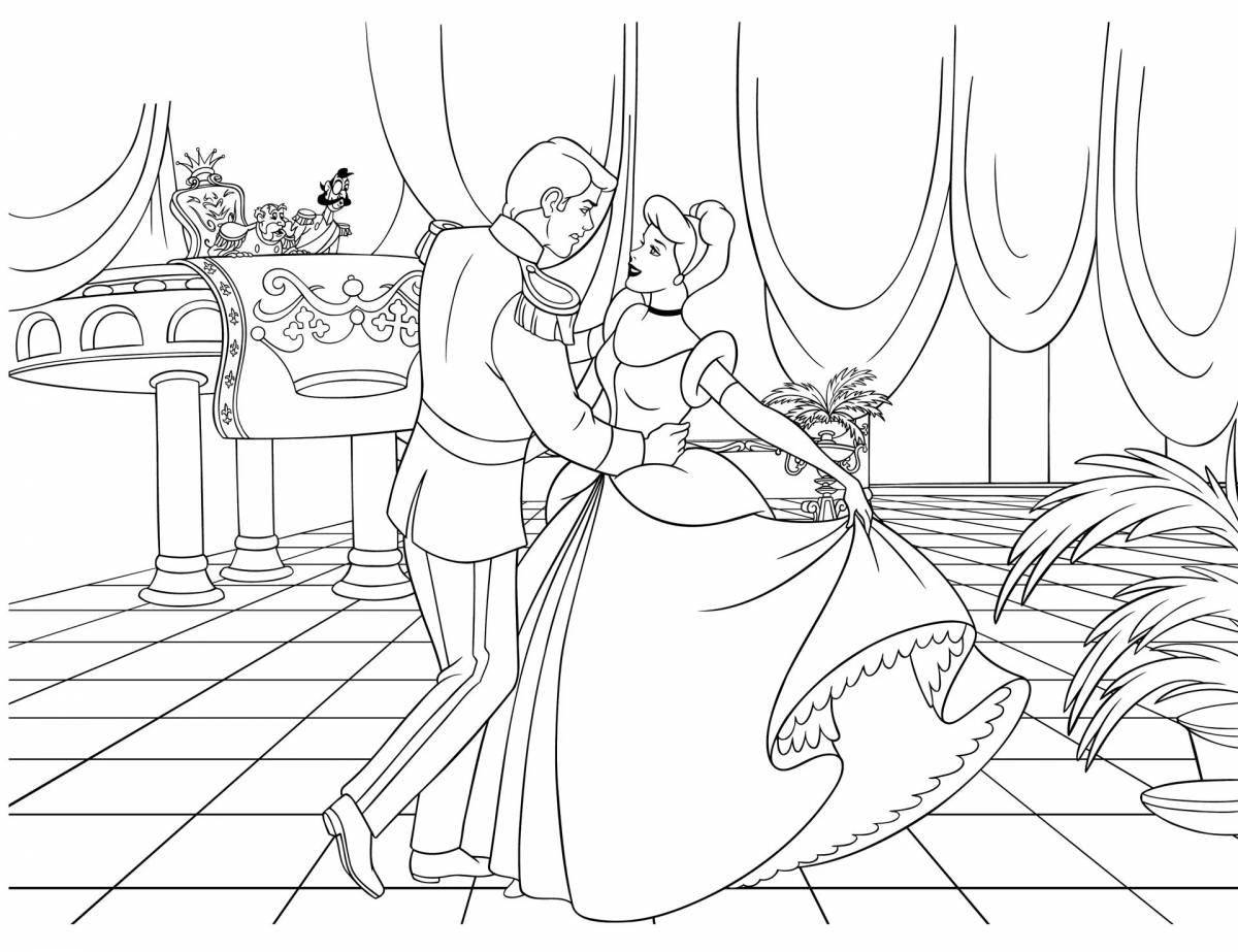Glorious Cinderella and Prince coloring page