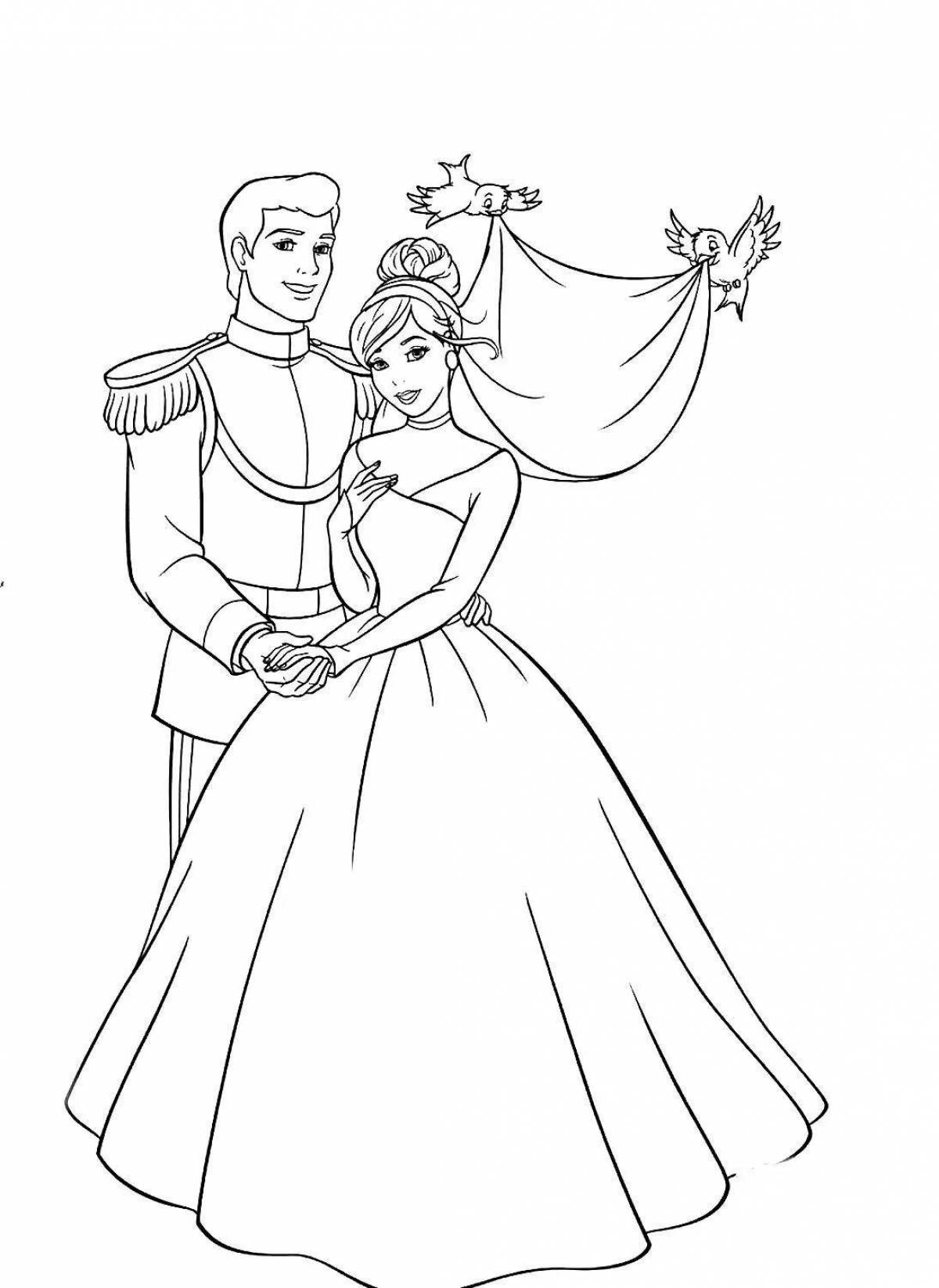 Coloring page gorgeous cinderella and prince