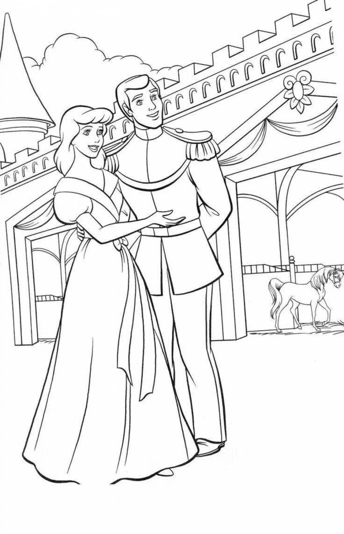 Brilliant coloring Cinderella and Prince