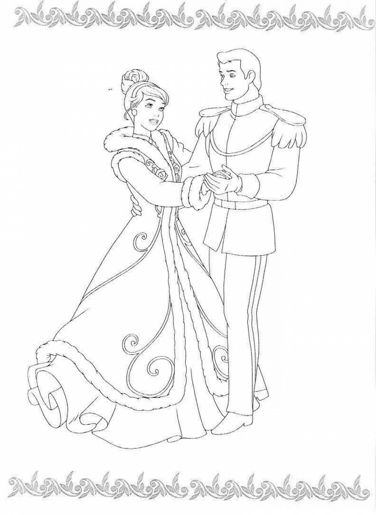 Cute cinderella and prince coloring book