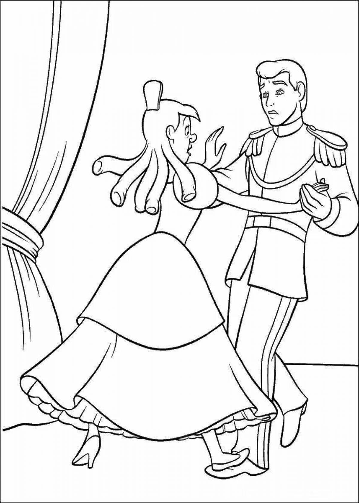 Violent Cinderella and the prince coloring book