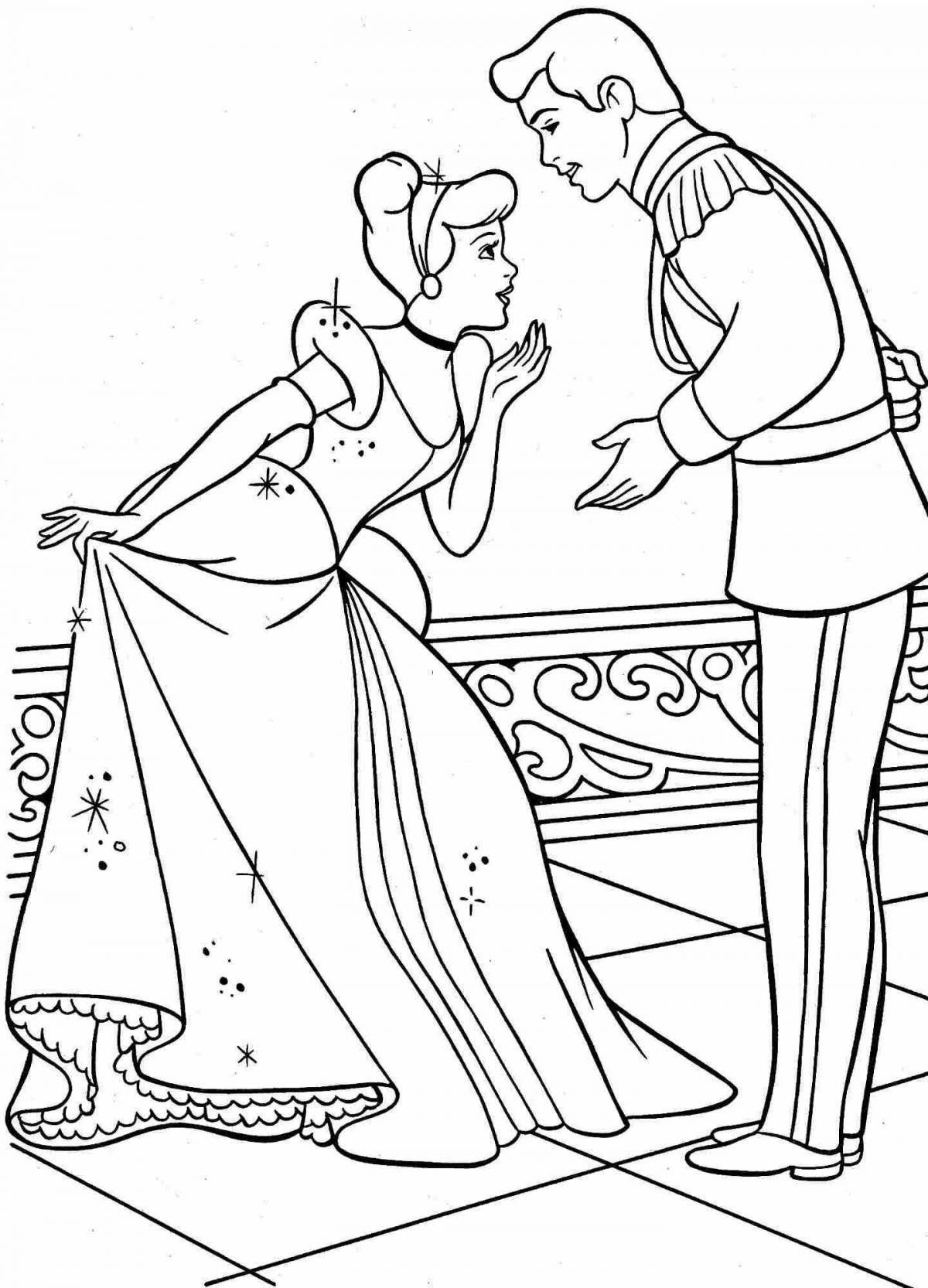 Charming cinderella and the prince coloring book