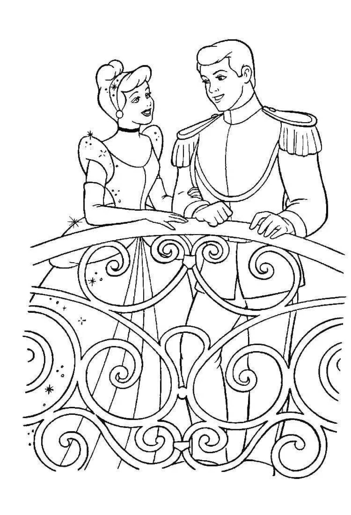 Royal cinderella and prince coloring book