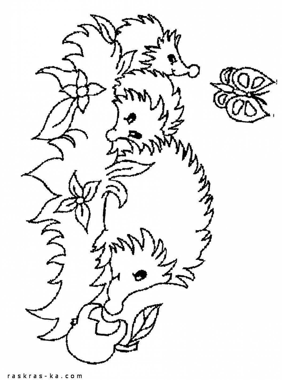 Majestic coloring hedgehog in the fog