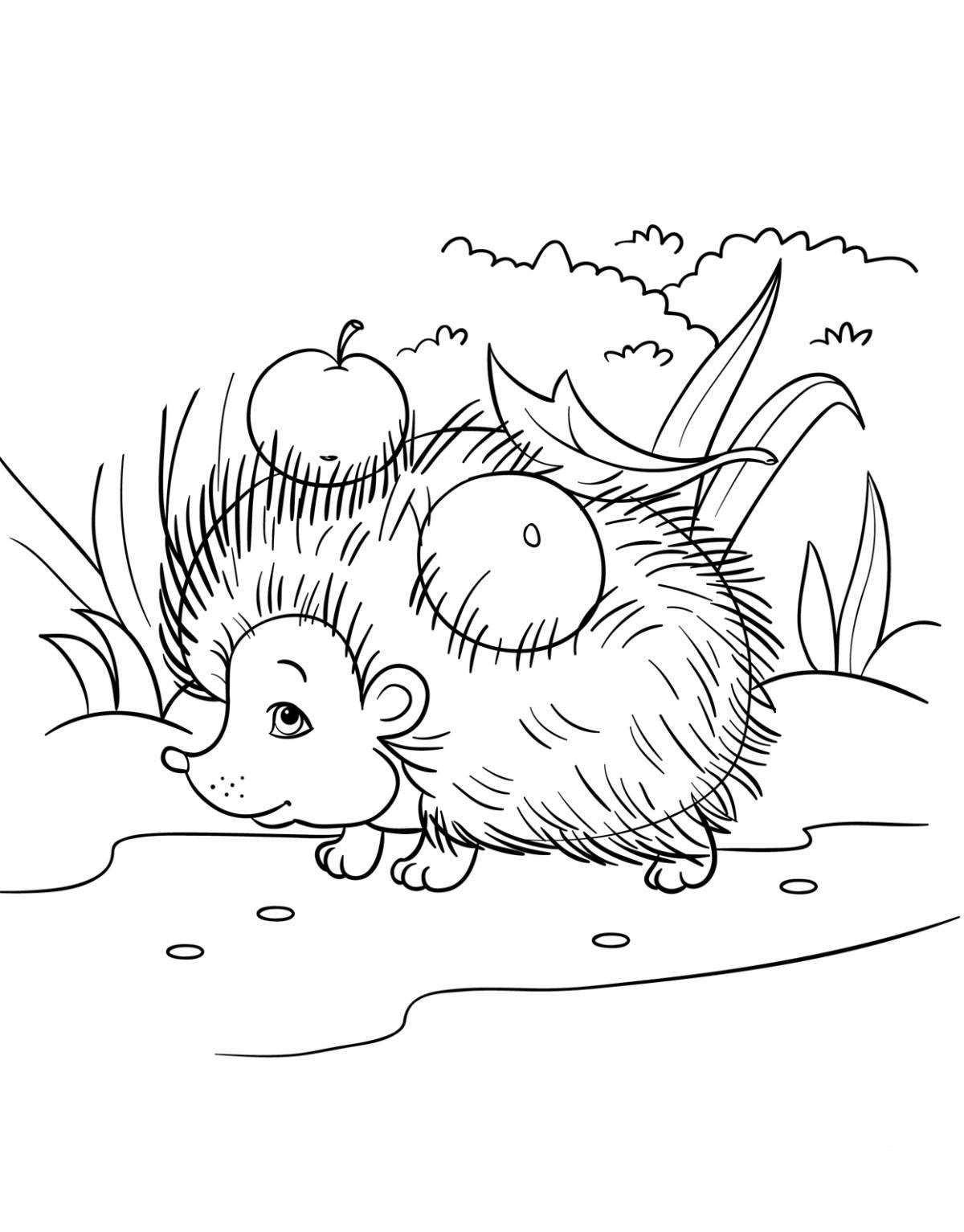 Hedgehog in the fog serene coloring page