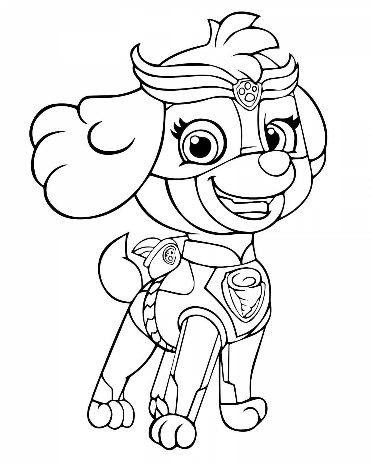 Colorful paw patrol coloring page