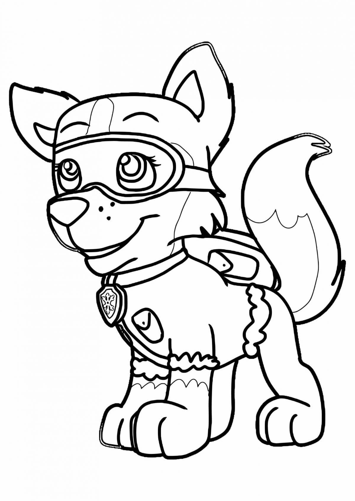 Coloring page of happy cute paw patrol