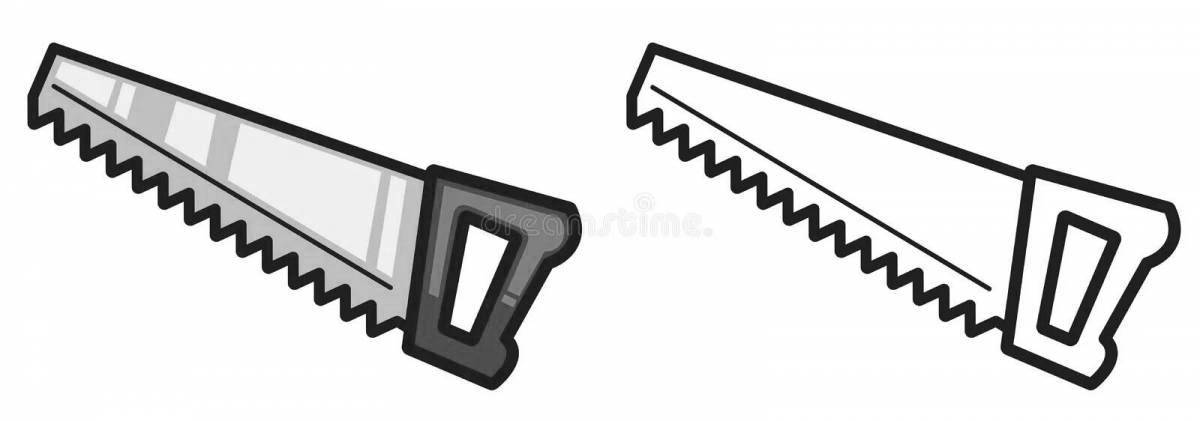 Colorful saw coloring page for kids