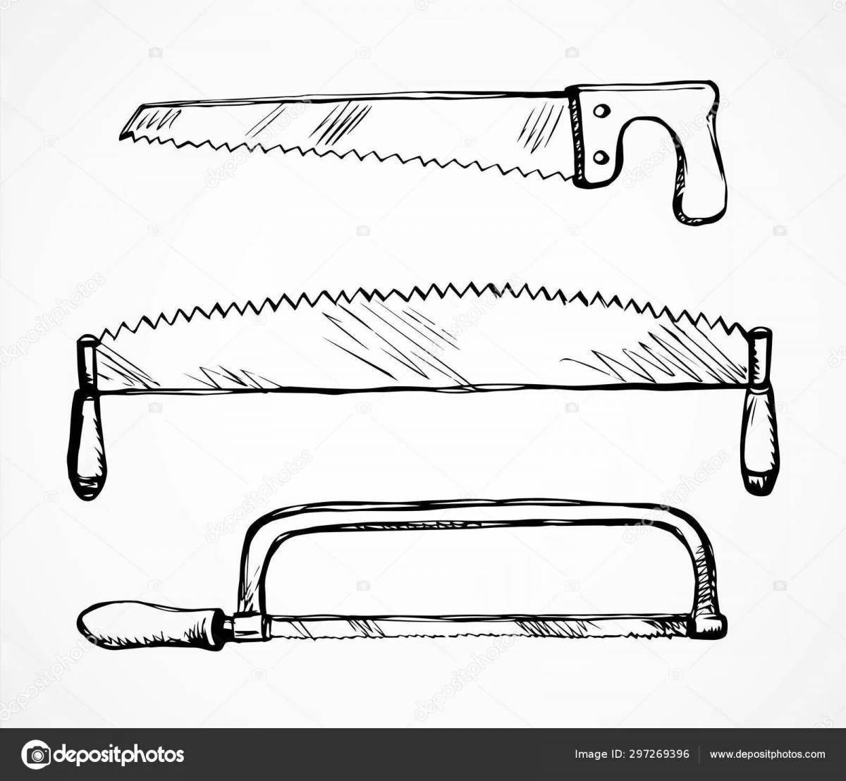 Fun coloring saw for kids