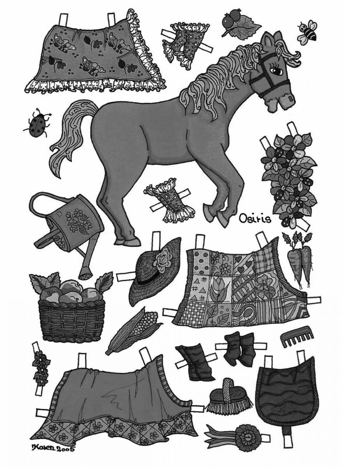 Amazing coloring pages of dressed horses