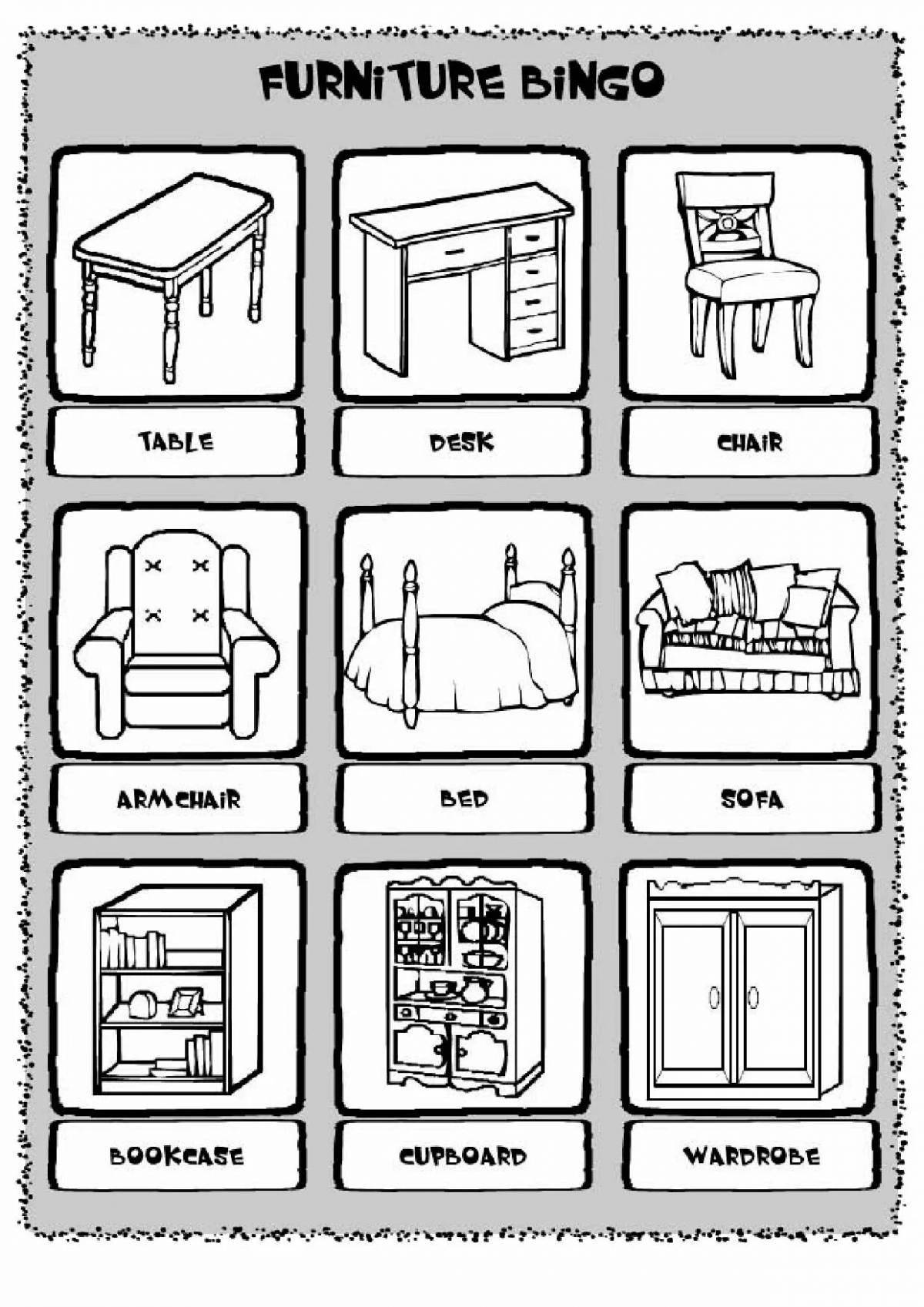 Wonderful furniture by numbers coloring