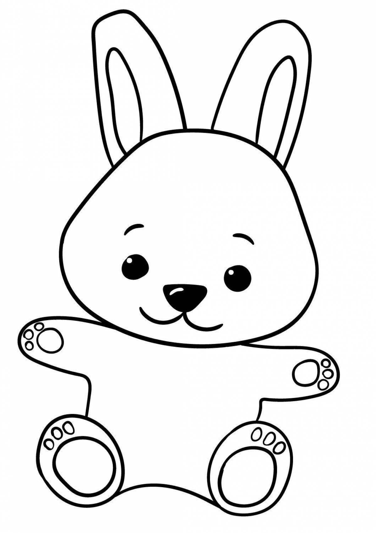Coloring book playful bear and hare