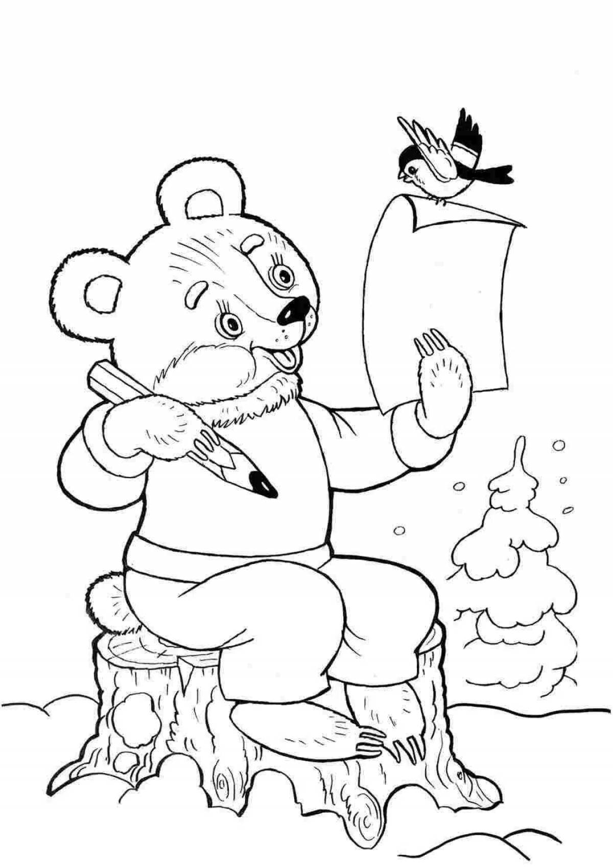 Magic bear and hare coloring page