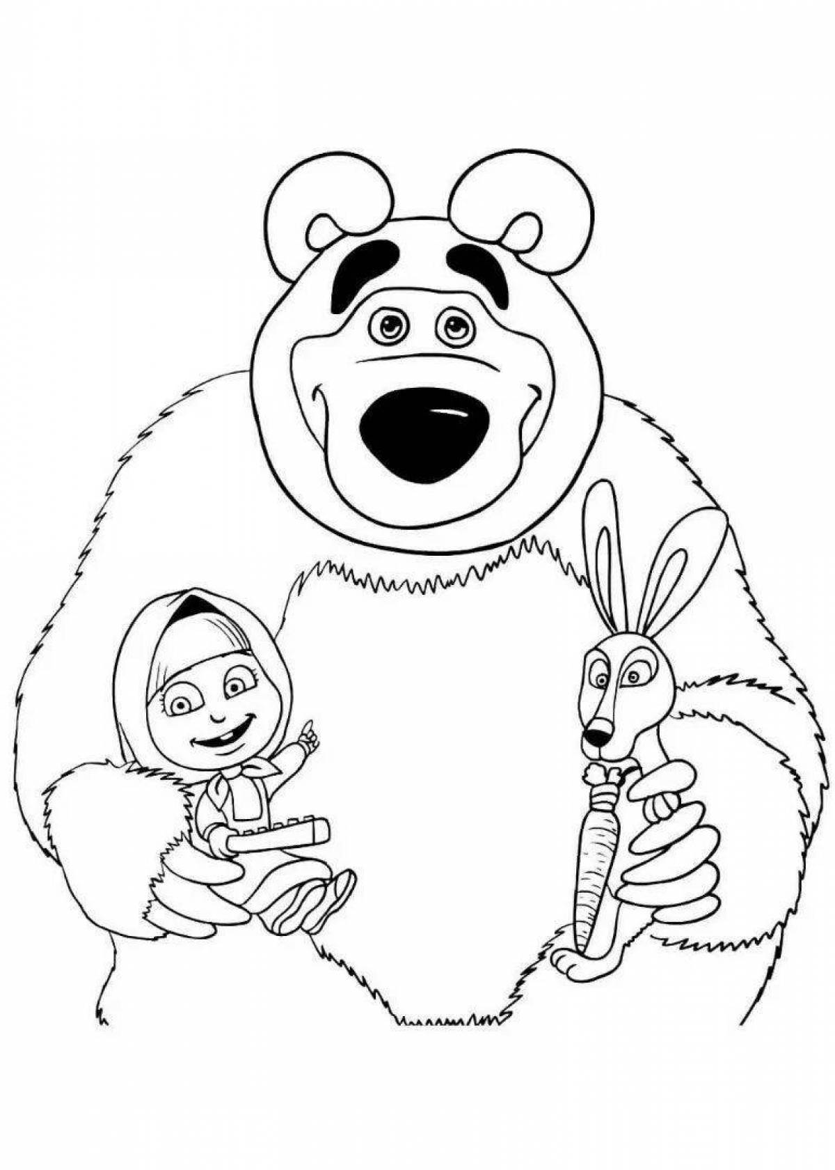 Animated bear and hare coloring pages