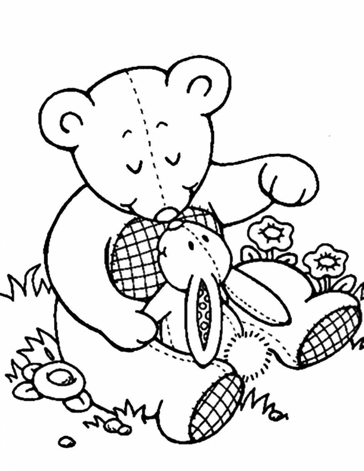 Glowing bear and hare coloring page
