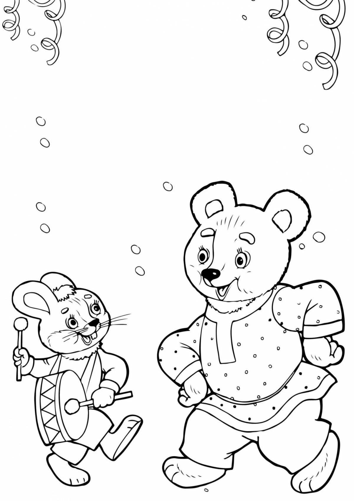 Bear and hare coloring page